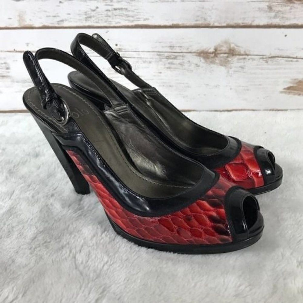 Paolo Peep Toe Slingback Heels Size Tag Missing